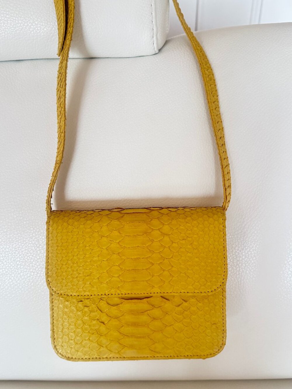 PHLOX GENUINE PYTHON SNAKESKIN CROSSBODY BAG YELLOW ARTISANAL